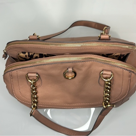 B. Makowsky dusty rose leather double chain strap satchel - Picture 5 of 16